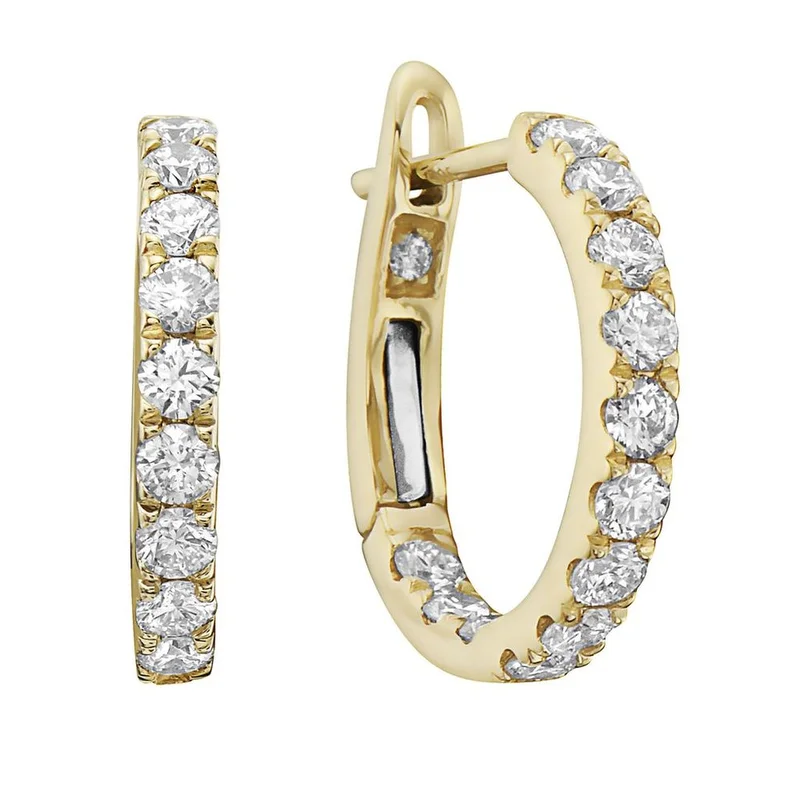 14KYG 0.62CTW BR DIA INSIDE/OUT HOOP EARRINGS