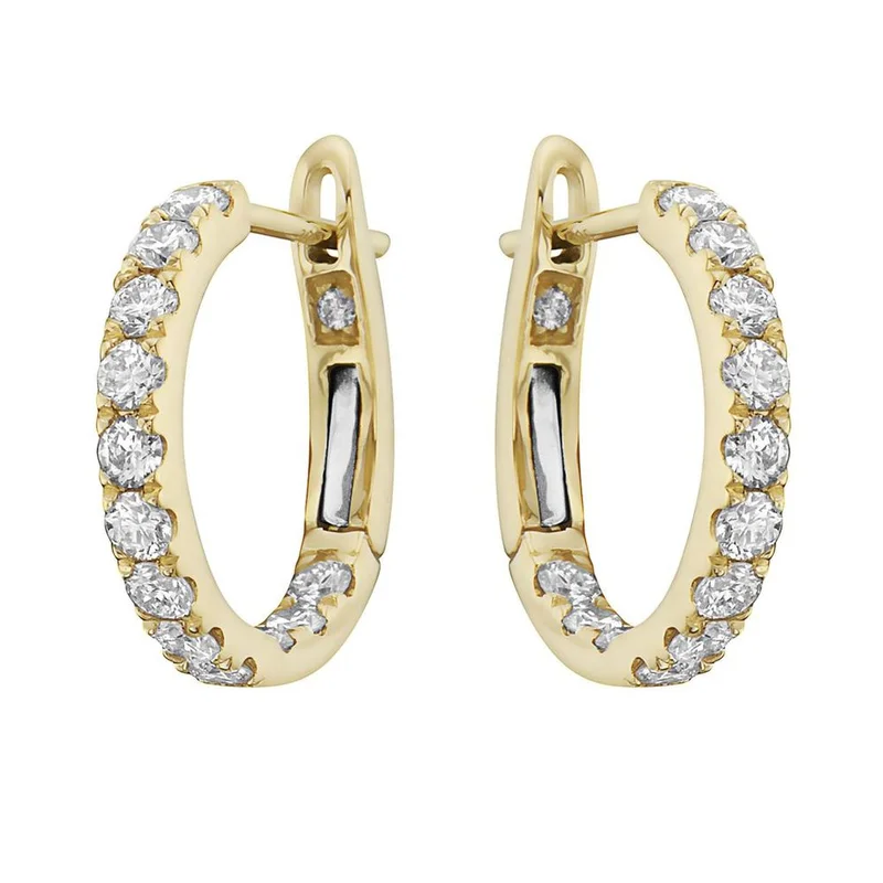 14KYG 0.85CTW BR DIA HOOP EARRINGS