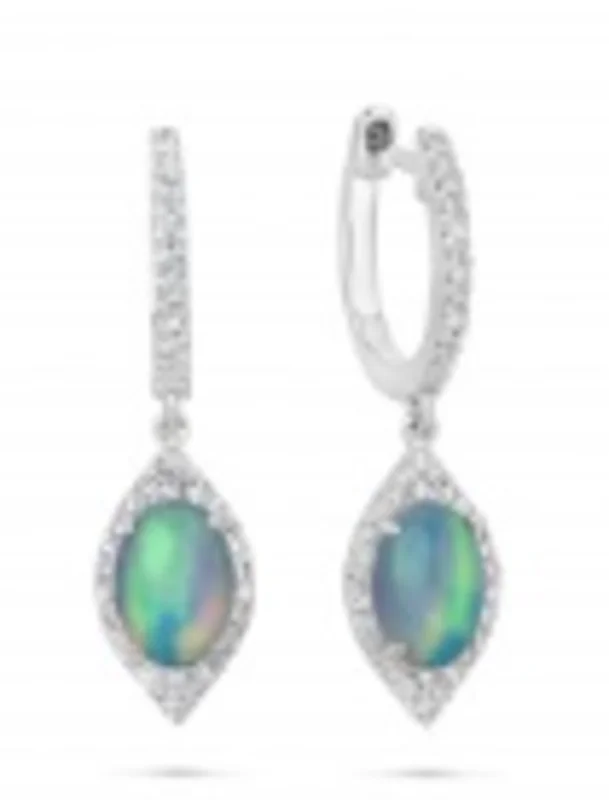 14KYG 0.90CTW OPAL W 0.24CTW BR DIA HALO EARRINGS