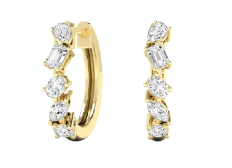14KYG 1.00CTW LAB DIA MIX HOOP EARRINGS