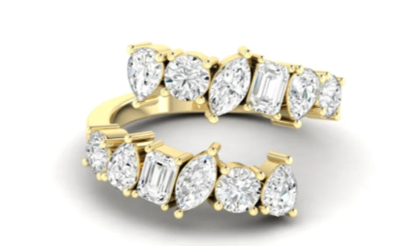 14KYG 2.00CTW LAB DIA MULTI SHAPE BYPASS RING