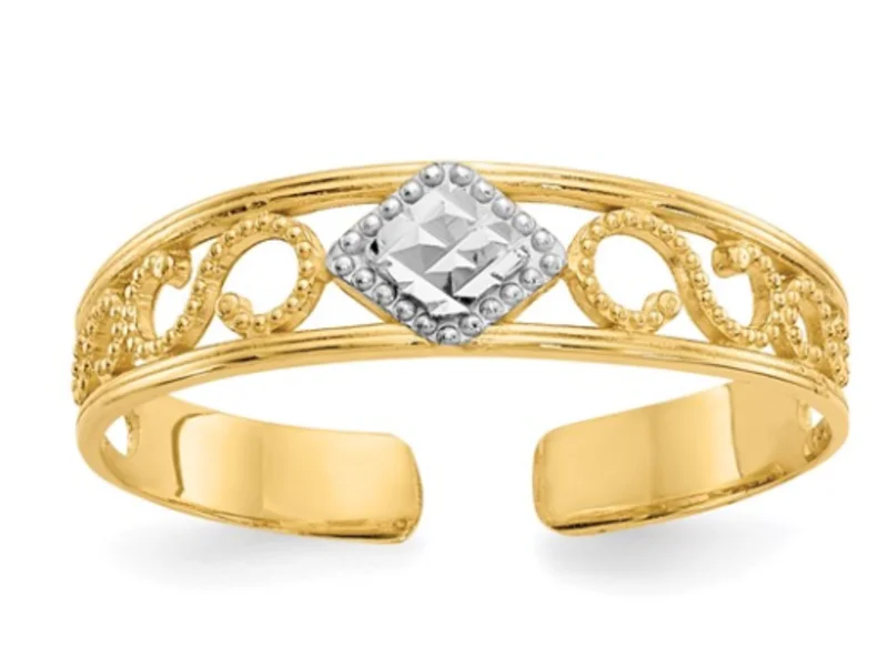 14KYG AND RHODIUM DIA CUT  RING