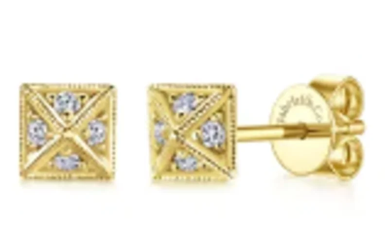 14KYG BR 0.07CTW DIA PYRAMID STUD EARRINGS. S#1074556