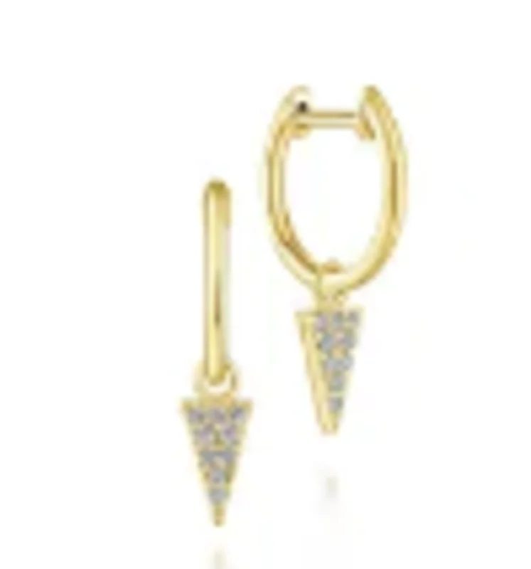 14KYG BR 0.10CTW DIA TRIANGLE CLUSTER DROP EARRINGS. S#1074565