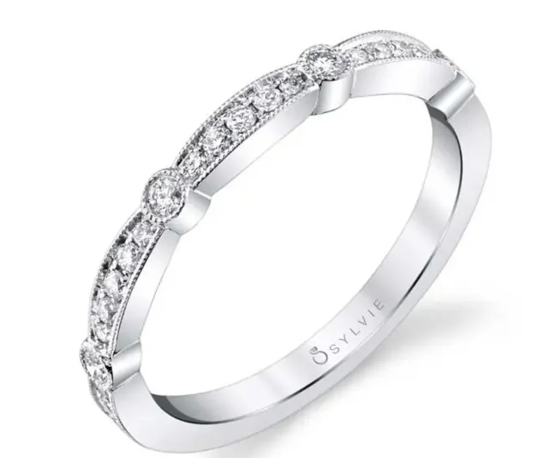 14KYG BR 0.23CTW DIA MILIGRAIN STACKABLE BAND.
