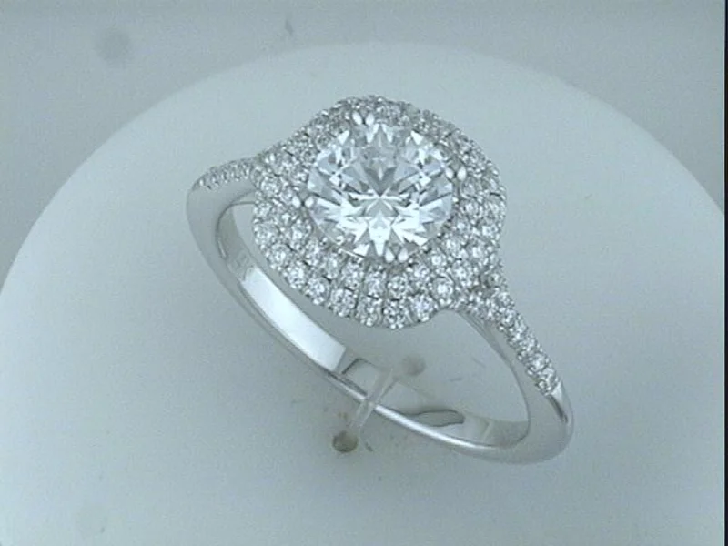 14KYG BR 0.31CTW DOUBLE HALO SPLIT BAND ENG RING.1CT CENTER  ****YELLOW GOLD****