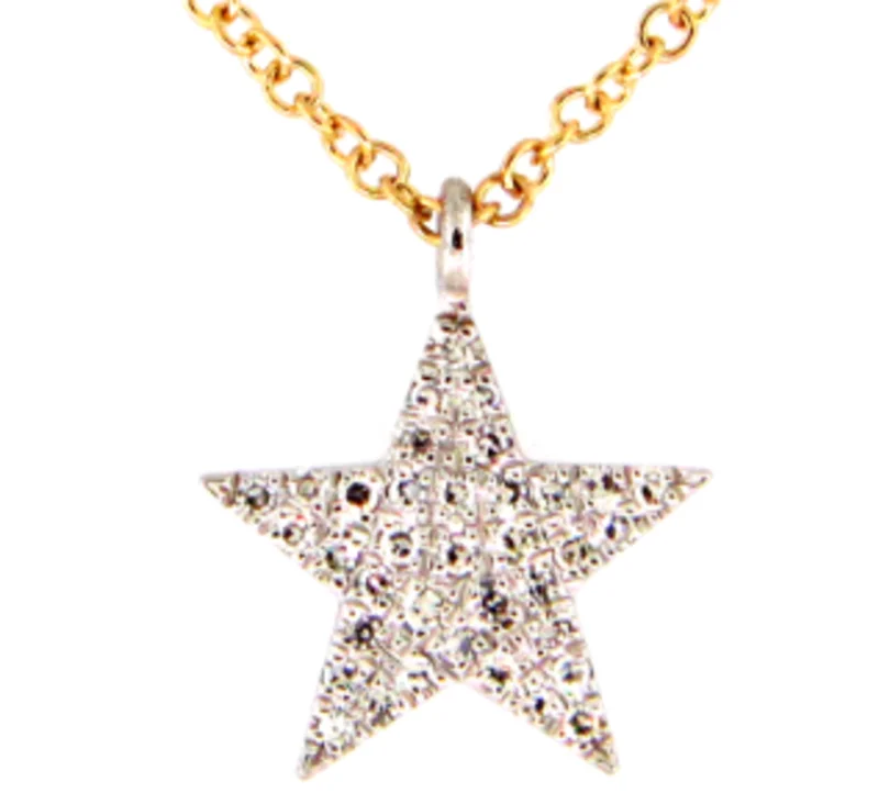 14KYG/WG 0.07CTW STAR PENDANT WITH 18" BOLO CHAIN NECKLACE