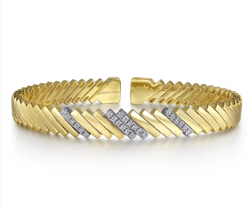 14KYG/WG 0.25CTW BR DIA DIAGONAL BARS WITH 4 DIA BARS FASHION BRACELET  SIZE 6.5    SERIAL # S10538
