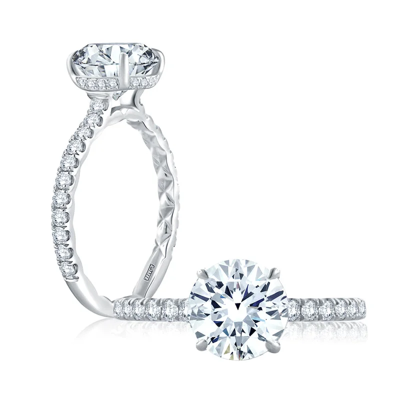 14KYG/WG 0.39CTW BR DIA HALFWAY SHANK AND UNDER HALO ENG RING SIZE 4.50