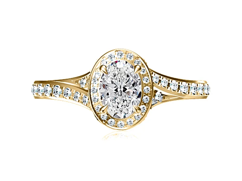 14WG BR 0.61CTW DIA SPLIT SHANK HALO OVAL SHAPED PRONG SET ENG. RING