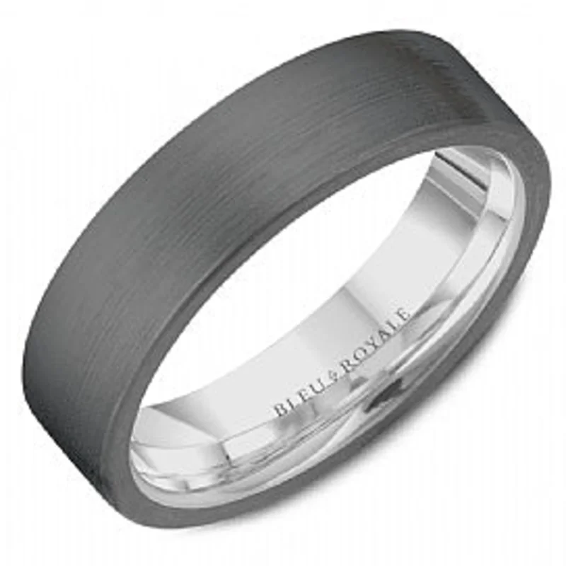 14WG & TANTALUM SANDPAPER TOP WEDDING BAND. 6MM WIDE