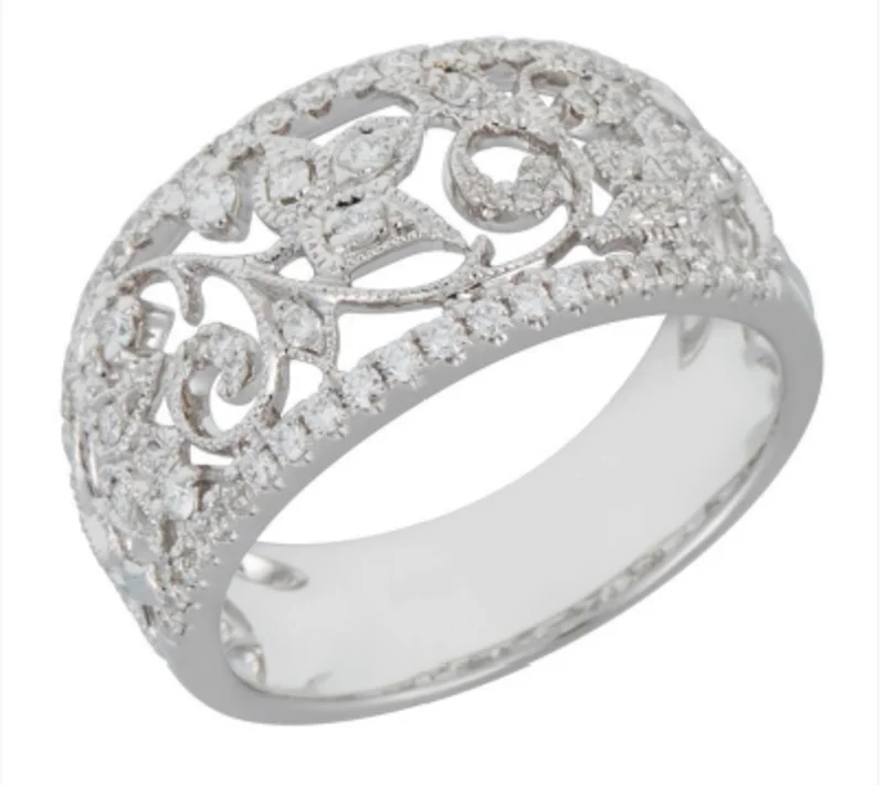 18KTT Y/W FLOWER BAND MILLGRAIN BR 0.36CTW
