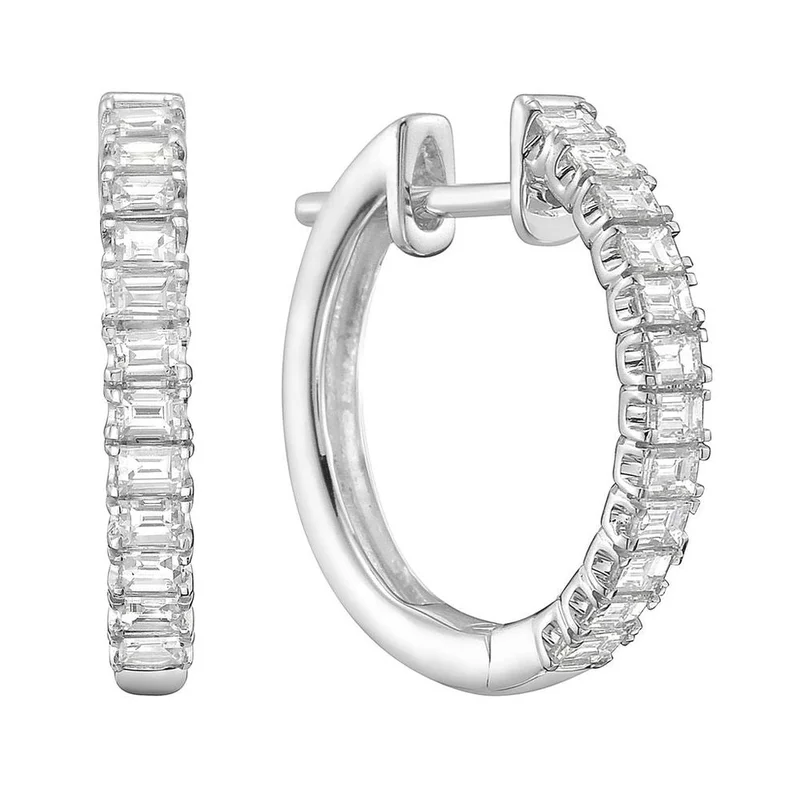 18KWG 0.57CTW BAG DIA HOOP EARRINGS