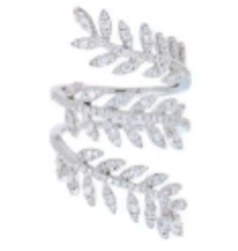18KWG 0.68CTW BR DIA OPEN LEAF TWIST FASHION RING