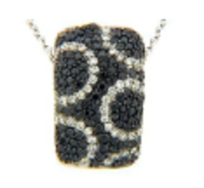 18KWG 0.81CTW BR BLK AND WHT DIA PAVE W CIRCLE PENDANT