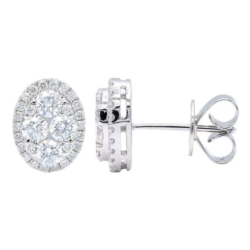 18KWG 1.09CTW BR DIA OV CLUSTER HALO EARRINGS
