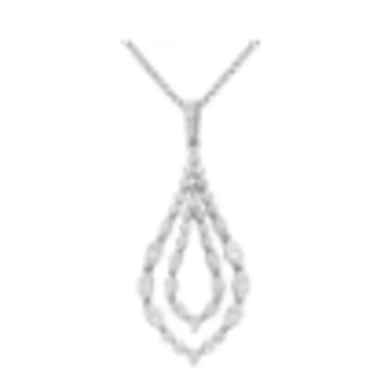 18KWG 1.10CTW MQ AND BR DIA OPEN DBL TEARDROP DROP PENDANT
