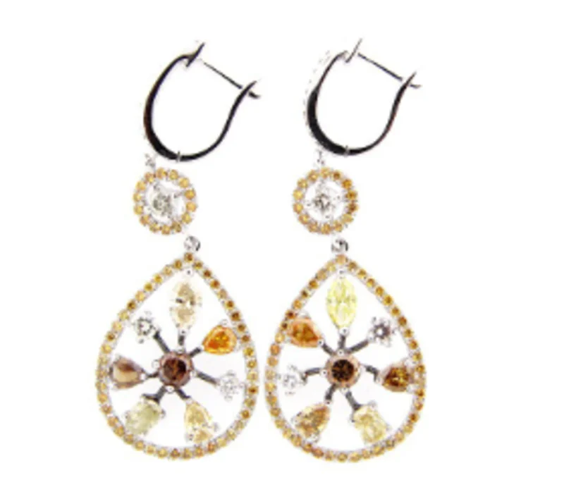 18KWG 3.23CTW FANCY DIA MIX PS EARRINGS