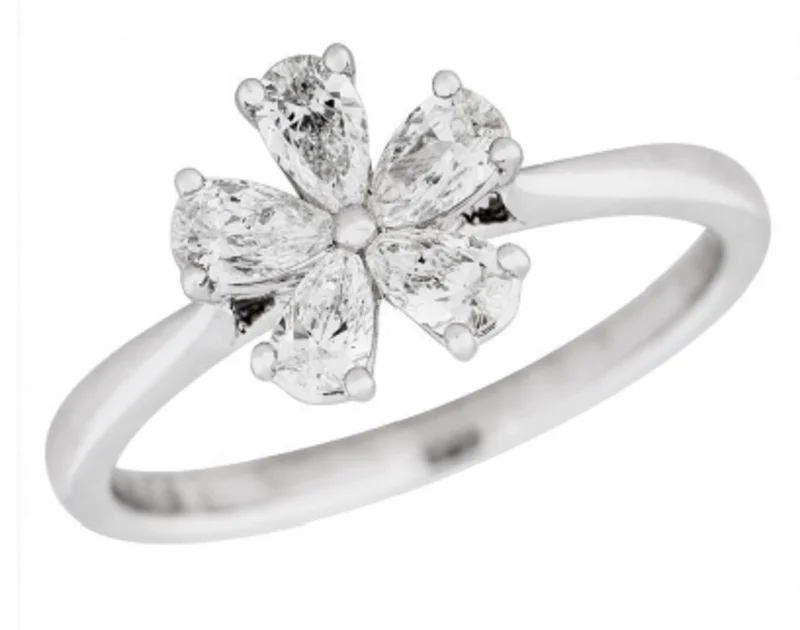 18KWG FLOWER RING 5 PS 0.58CTW