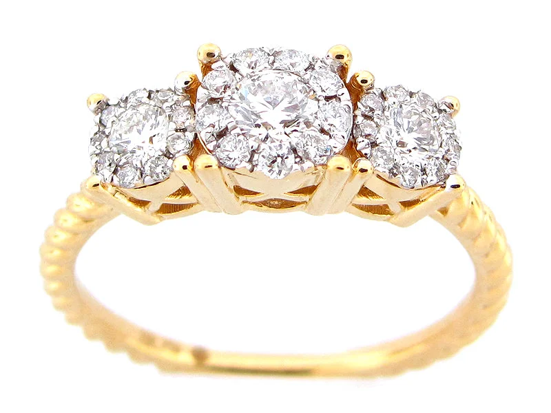 18KYG 0.55CTW BR DIA 3 STONE CLUSTERS WITH TWISTED SHANK FASHION RING