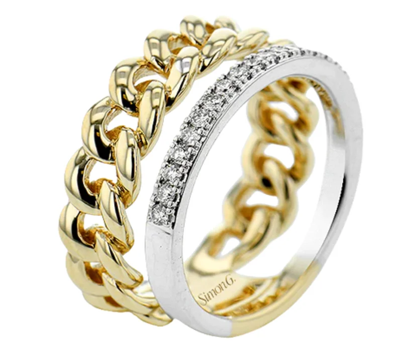 18KYG/WG 0.21CTW YG CHAIN LINK BAND WITH WHITE GOLD CHANNEL SET BAND SN: 716777