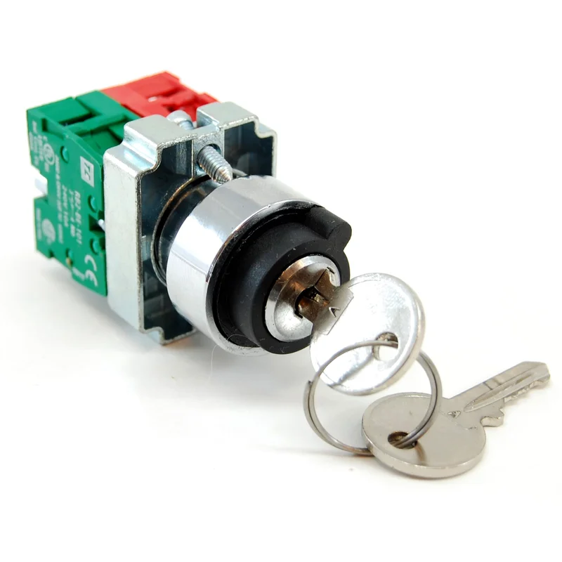 2 position maintained selector switch with key, NO/NC contactors