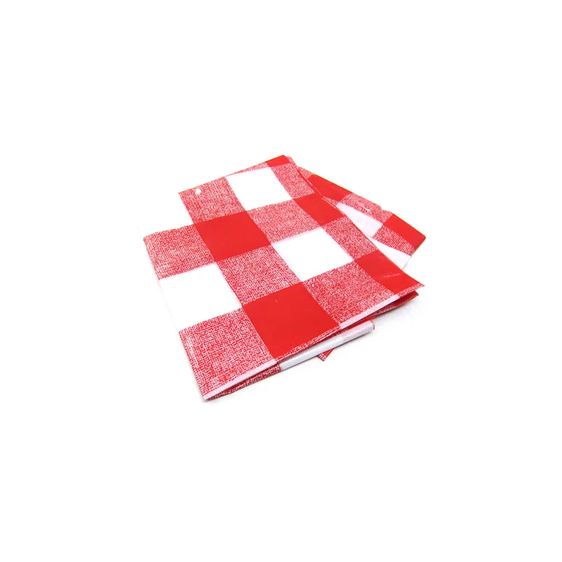 21st Century B59A2 108 x 54 Checkered Red & White Plastic Tablecloth