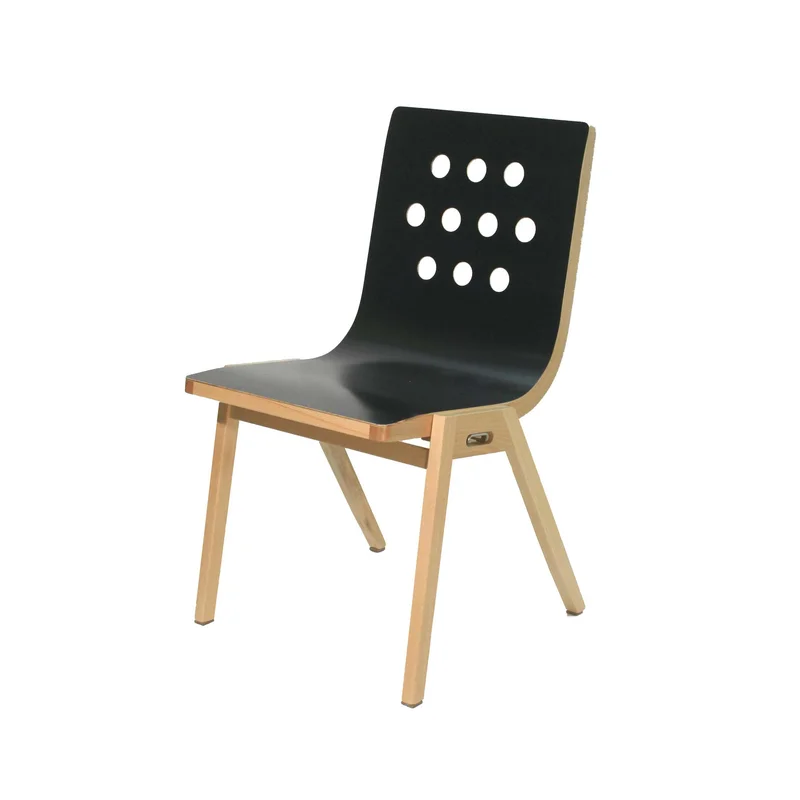 3/4/3 Side Chair black seat beech legs 343