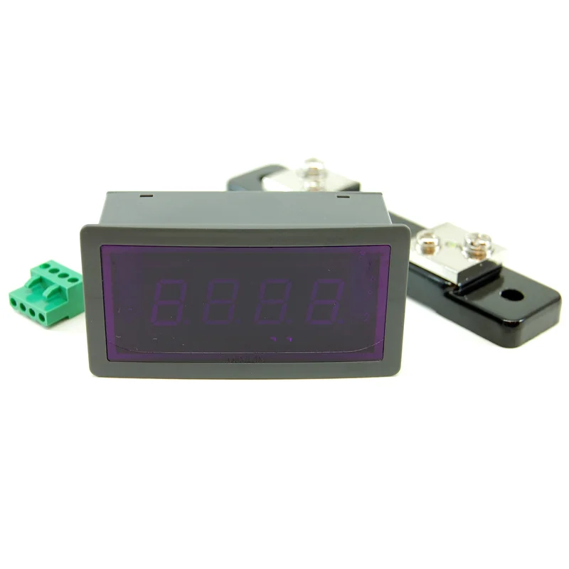 3 digit blue LED digital panel amp meter with shunt, 50A AC, 5V DC supply