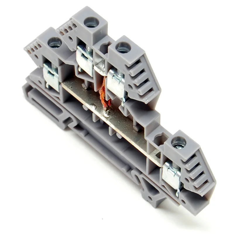 30A terminal block, 2 level, feed through, DIN rail mount