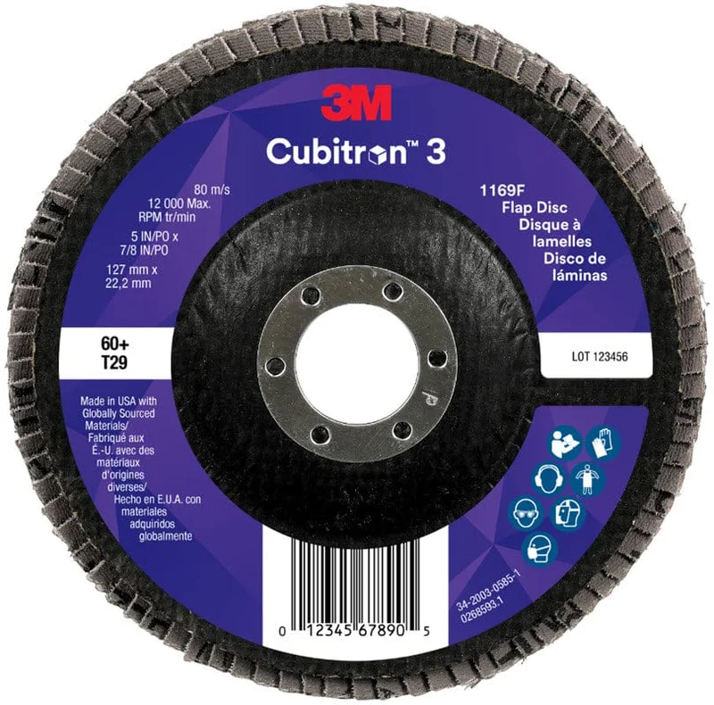 3M Cubitron 3 Flap Disc 1169F 5" x 7/8" Type 29 Grade 60+ 7100380496