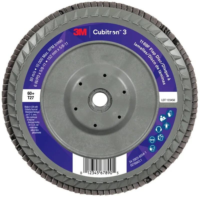 3M Cubitron 3 Flap Disc 1169F 6" x 5/8"-11 Type 27 Grade 60+ 7100380505