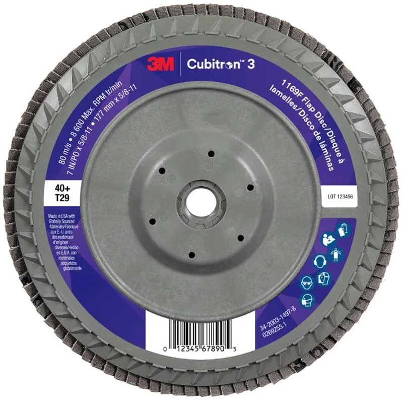 3M Cubitron 3 Flap Disc 1169F 7" x 5/8"-11 Type 29 Grade 40+ 7100380495