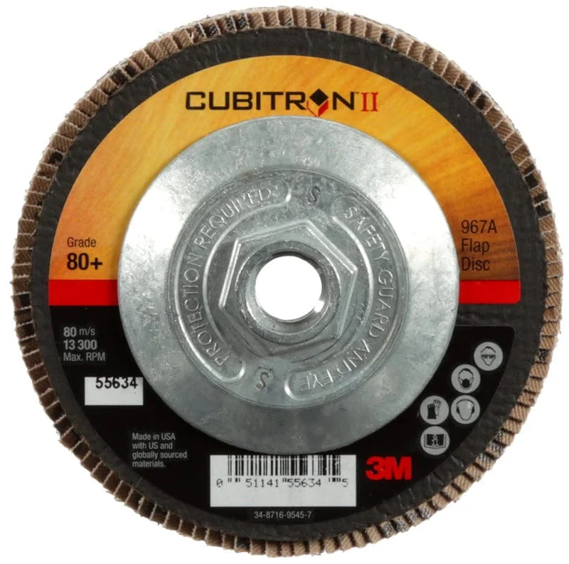 3M Cubitron II Giant Flap Disc 967A 4 1/2" Type 27 Grade 80+ with Hub 55634