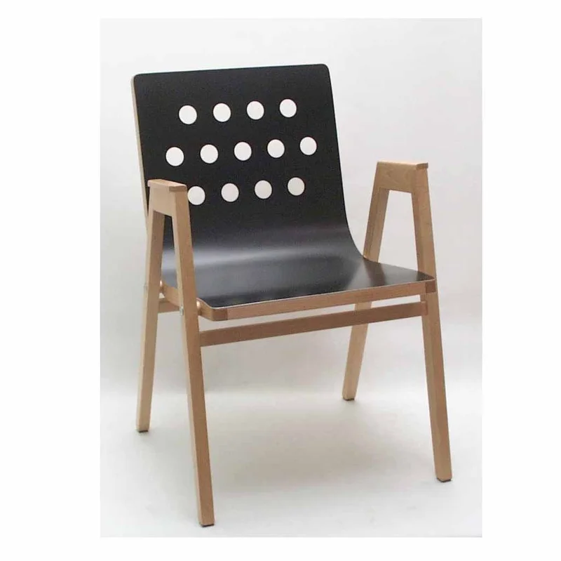 4/5/4 Armchair black seat beech legs 343