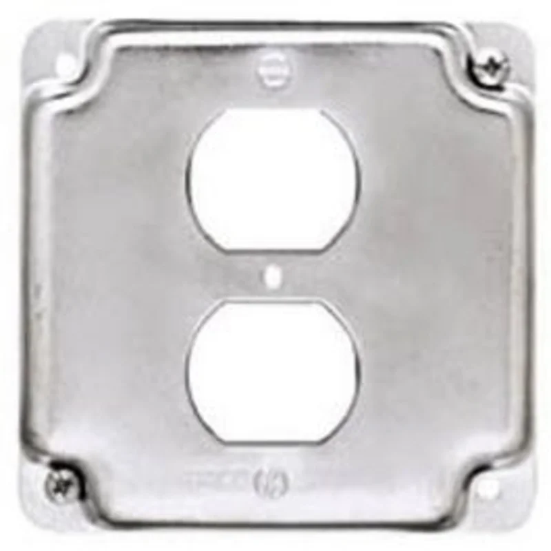 4-Inch Flat Corner Exposed Square Duplex Receptacle