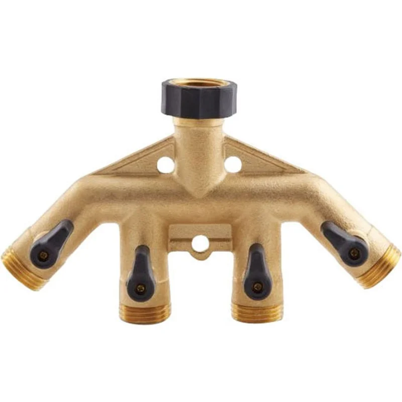 4-WAY SHUT-OFF VALVE WITH MOUNTING BRACE BRASS
