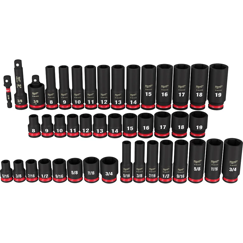 43PC SHOCKWAVE Impact Duty 3/8" Drive SAE & Metric Deep 6 Point Socket Set