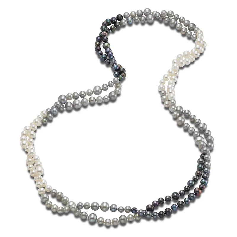 5-8MM FRESH WATER PEARL 50" MULTI-COLOR NECKLACE.