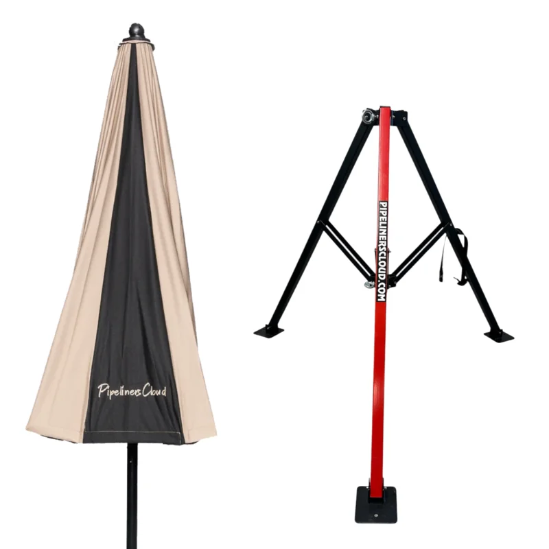 8' Umbrella & Tri-Pod Stand Set Red