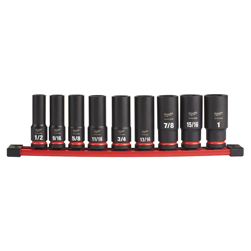 9PC SHOCKWAVE Impact Duty 1/2" Drive SAE Deep 6 Point Socket Set