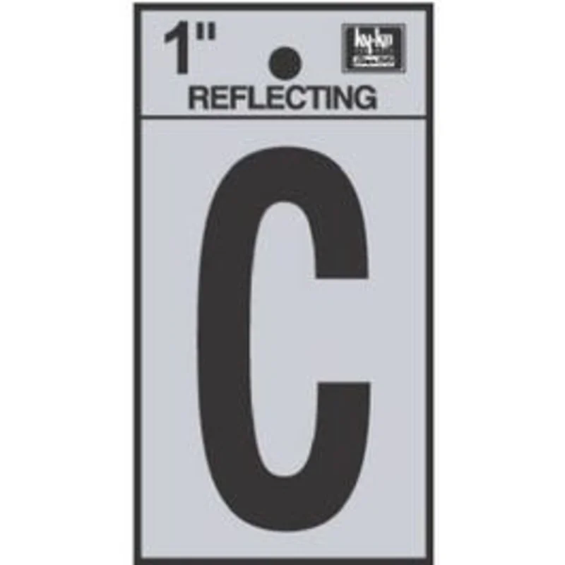 Address Letter, "C", Reflective, Black Vinyl Adhesive, 1-In.
