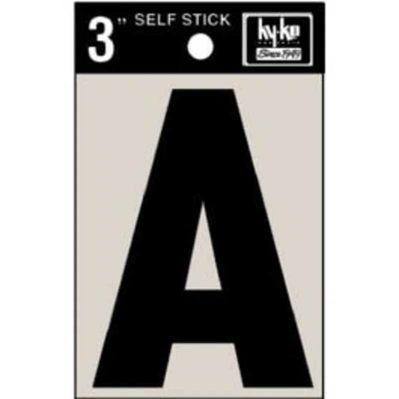 Address Letters, "A", Black Vinyl, Adhesive, 3-In.