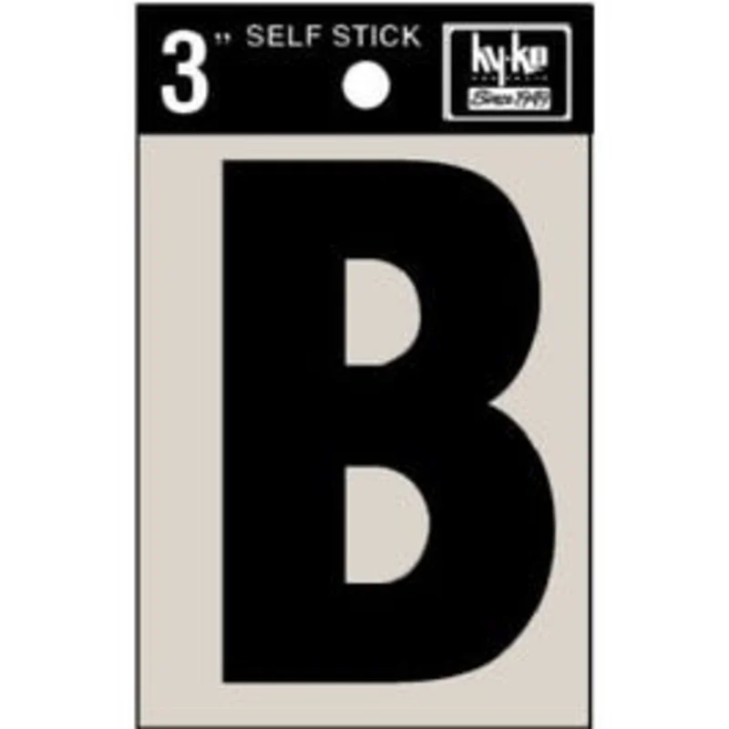 Address Letters, "B", Black Vinyl, Adhesive, 3-In.