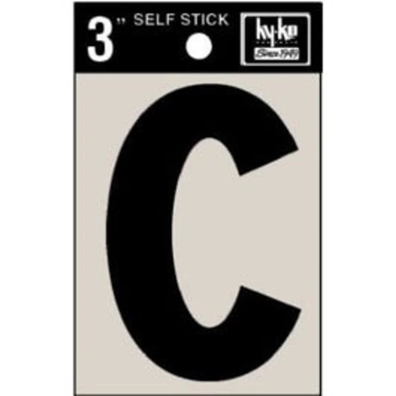 Address Letters, "C", Black Vinyl, Adhesive, 3-In.