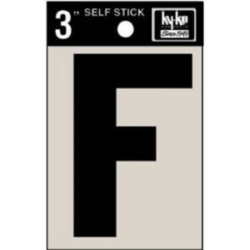 Address Letters, "F", Black Vinyl, Adhesive, 3-In.