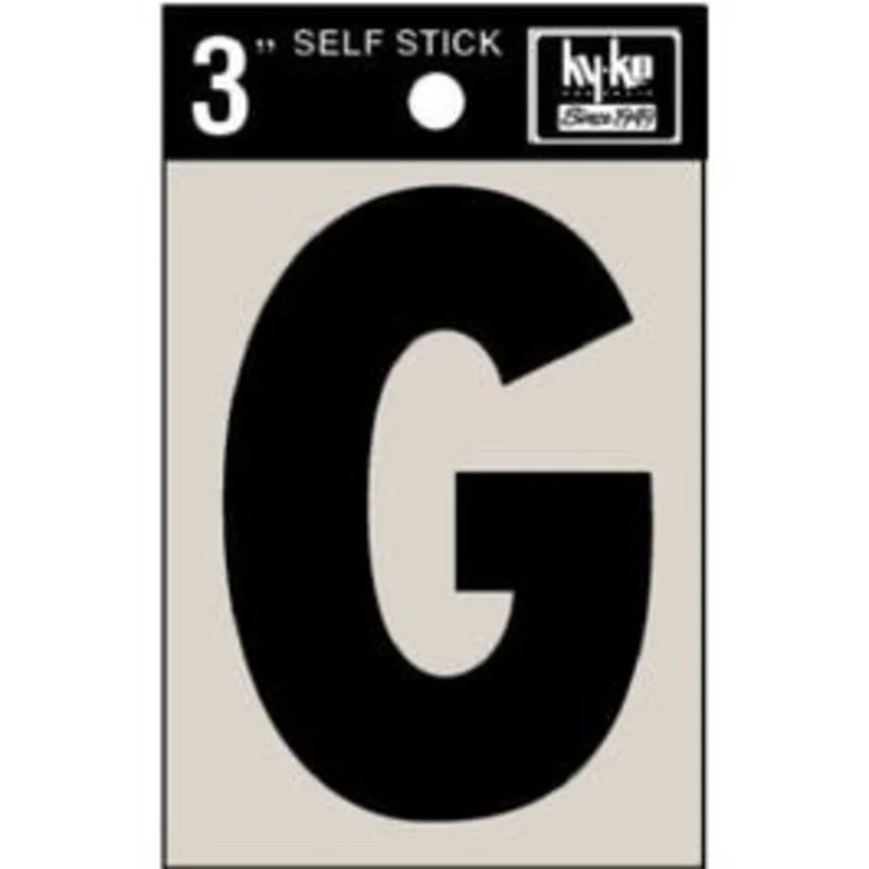 Address Letters, "G", Black Vinyl, Adhesive, 3-In.