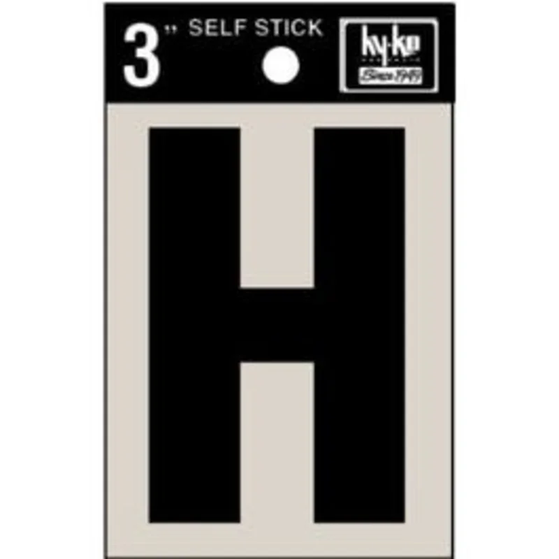 Address Letters, "H", Black Vinyl, Adhesive, 3-In.