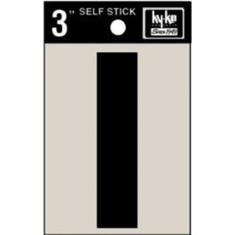 Address Letters, "I", Black Vinyl, Adhesive, 3-In.