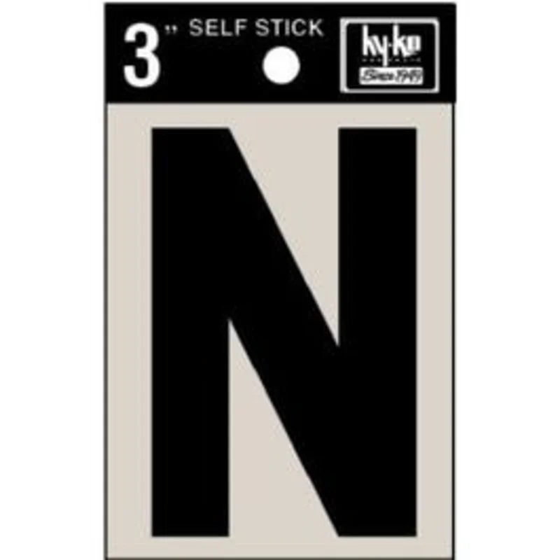 Address Letters, "N", Black Vinyl, Adhesive, 3-In.